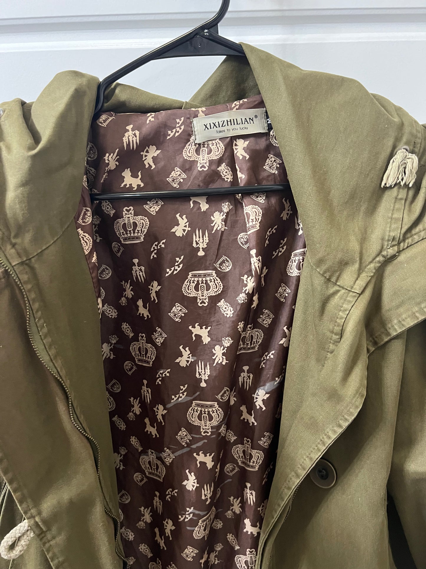 Chic Olive Green Hooded Military-Style Jacket | Size S/M