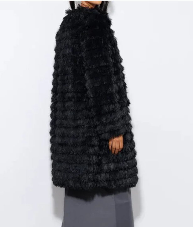 Helloy Molly Faux Fur Jacket Black | Size XL