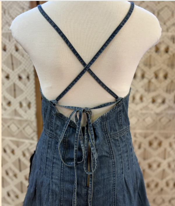 Miou Muse Denim Mini Romper | Size Small