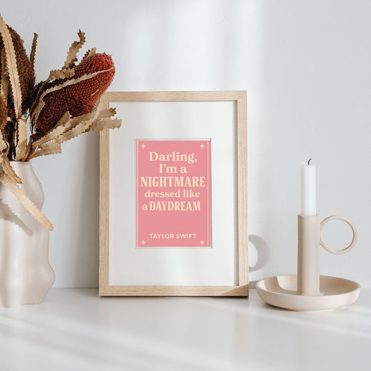 "Darling, I’m a Nightmare" |  Taylor Swift Inspired Art Print