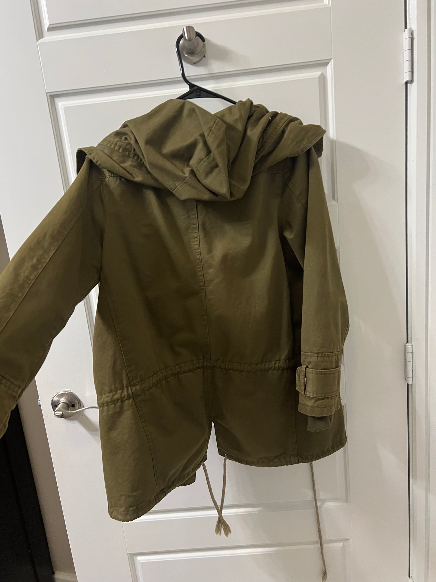 Chic Olive Green Hooded Military-Style Jacket | Size S/M