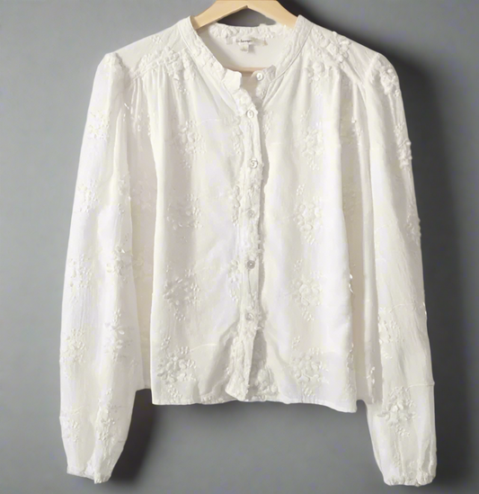 Floral Embroidered Button Up | Size L